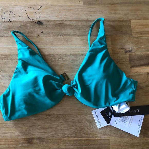 O'neill Saltwater Solids Swim Pismo Top in Turquoise Medium D Cup - Picture 5 of 5
